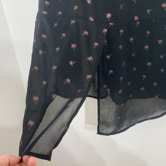 Lane Bryant Womens Sheer Palm Trees Blouse 14/16 Black Long Sleeve Drapey Ladies - Picture 7 of 15